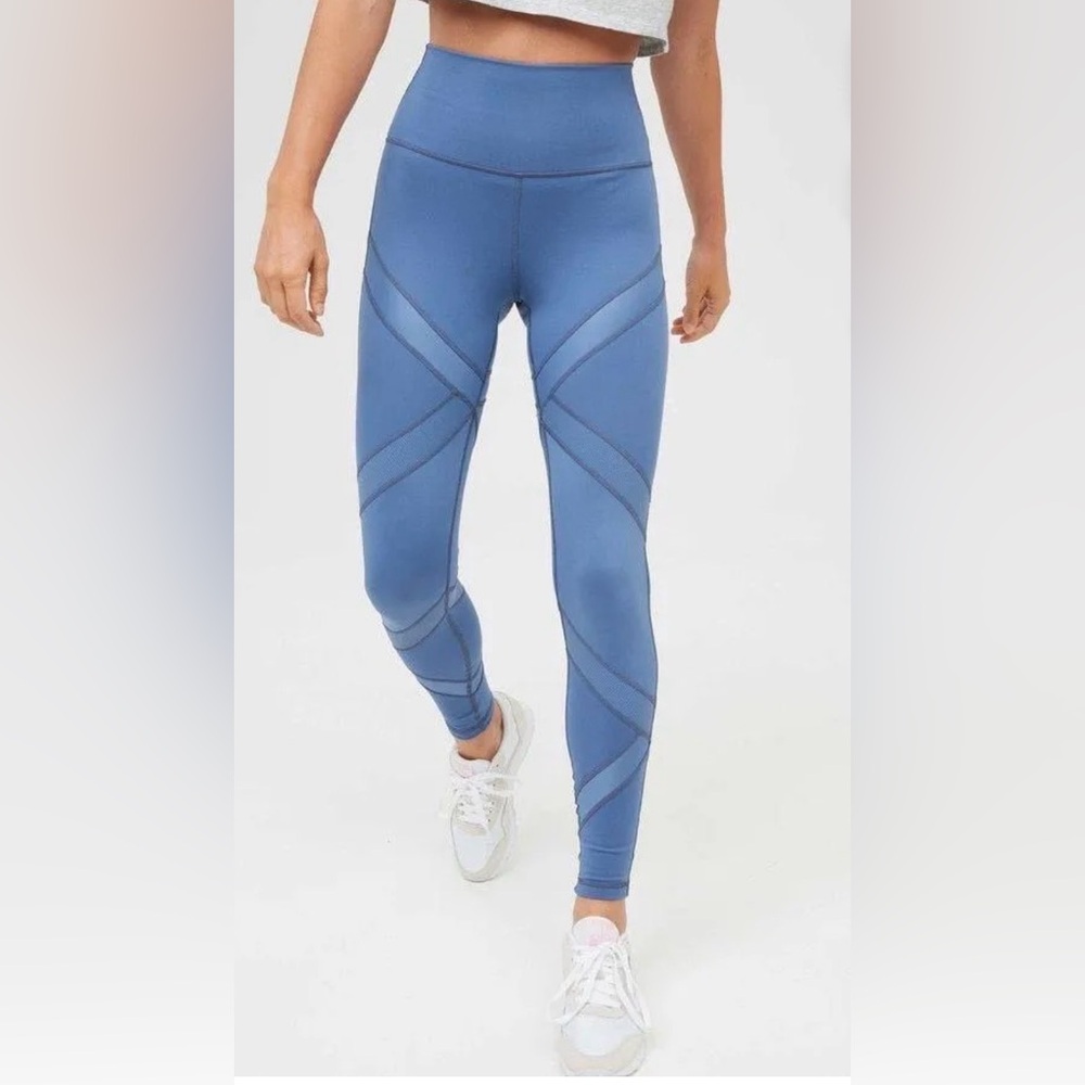 Aerie Offline The Hugger High Waisted Legging Blue Leggings Mesh detail medium